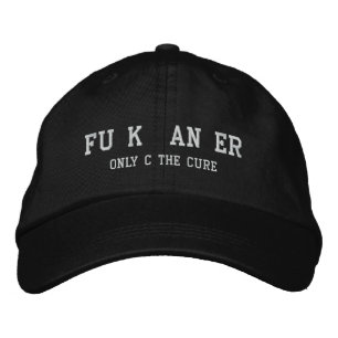F Cancer Hat Broderad Keps