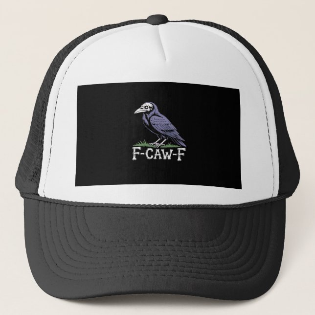 F-Caw-F Ben Text Skalle Korp - Gotisk Makaber Humo Keps (Framsida)