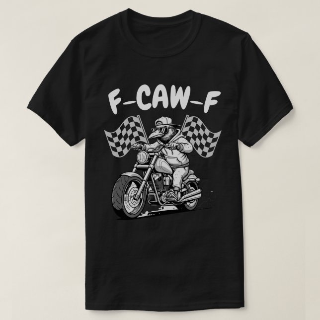 F-CAW-F Biker Raven - Kråkan för den funktionella  T Shirt (Design framsida)