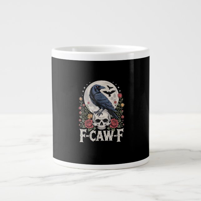 F-Caw-F Bird Crow Funny Crow Bird Cawing Grunge Re Jumbo Mugg (Framsidan)
