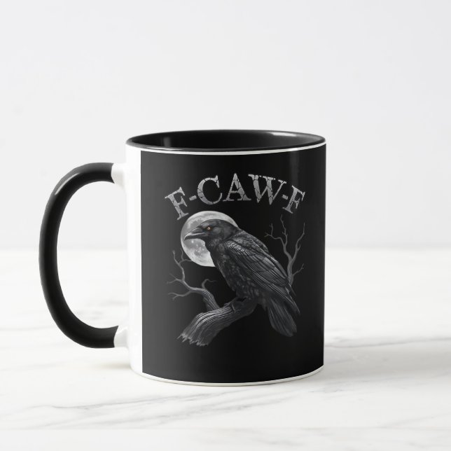 F-Caw-F Bird Moon Gothic Classic Cool Design Mugg (Vänster)