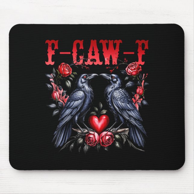 F-caw-f Black Crow Black Bird Roses Heart Funny Va Musmatta (Framsidan)