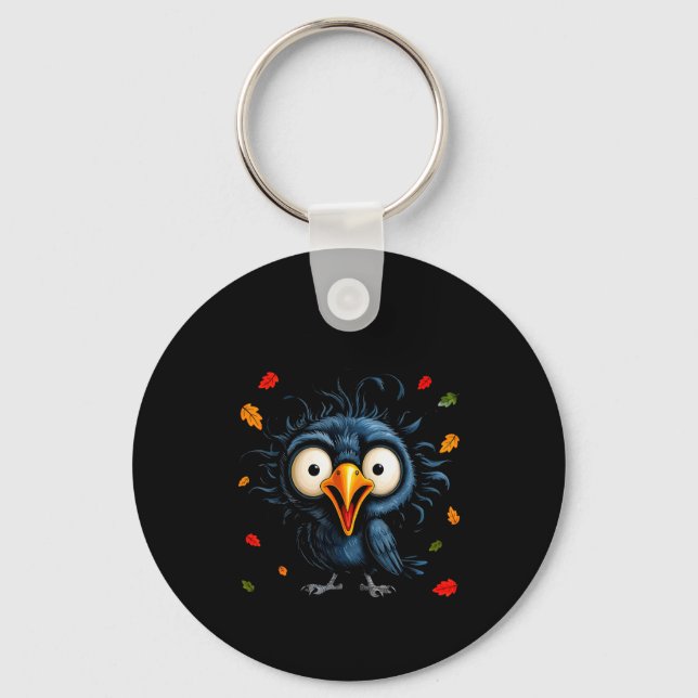 F-caw-f Black Crow Pun Funny Bird Cawing Nge Hallo Nyckelring (Framsida)