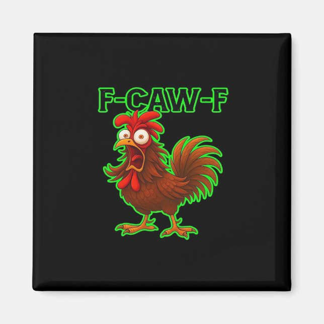 F-Caw-F Chicken Classic Retro Graphic Magnet (Framsidan)