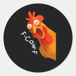 F-Caw-F Chicken Essential Classic Retro Runt Klistermärke