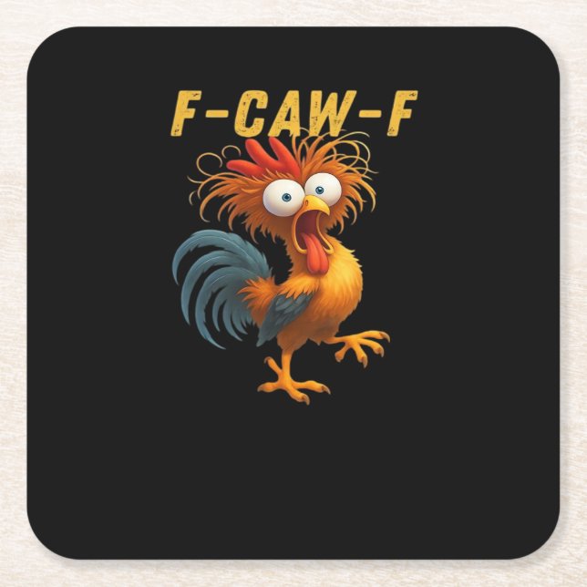 F-Caw-F-Chicken Essential Retro Classic Underlägg Papper Kvadrat (Framsidan)