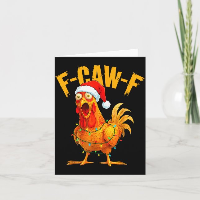 F-caw-f Chicken Fcawf Chicken Christmas Light Sant Kort (Framsida)