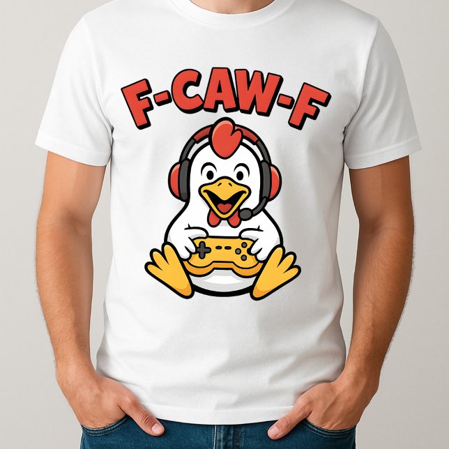 F-Caw-F Chicken Gamer Funny Graphic Japanskt PM T Shirt (Skapare uppladdad)