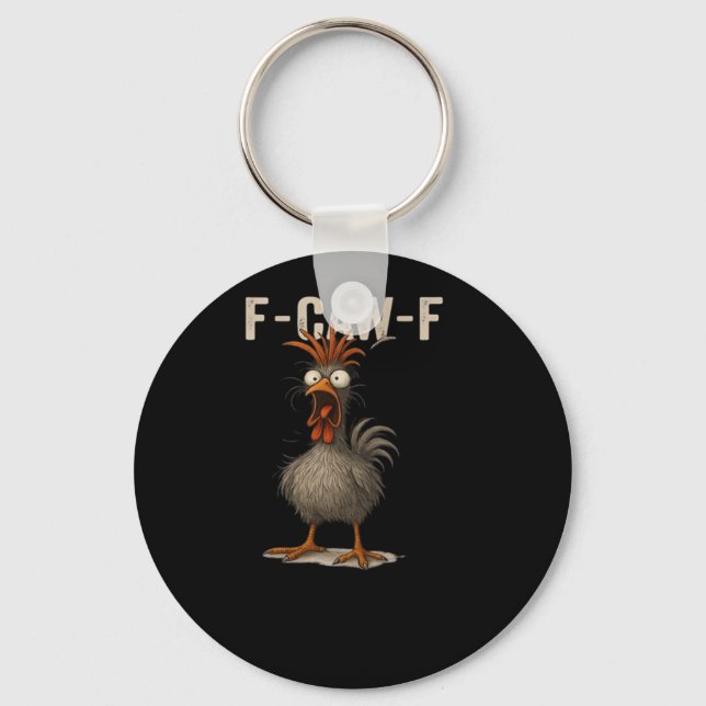 F-Caw-F Chicken Retro Classic Nyckelring (Framsida)
