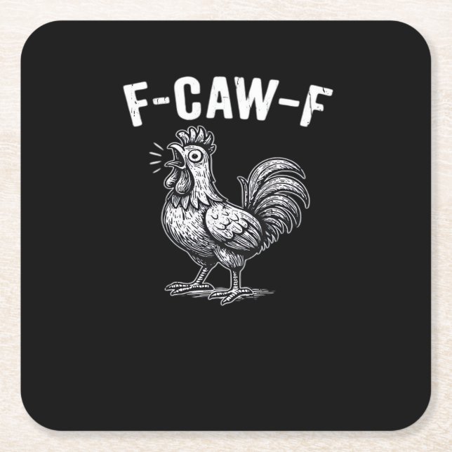 F-Caw-F Chicken Retro Graphic Underlägg Papper Kvadrat (Framsidan)
