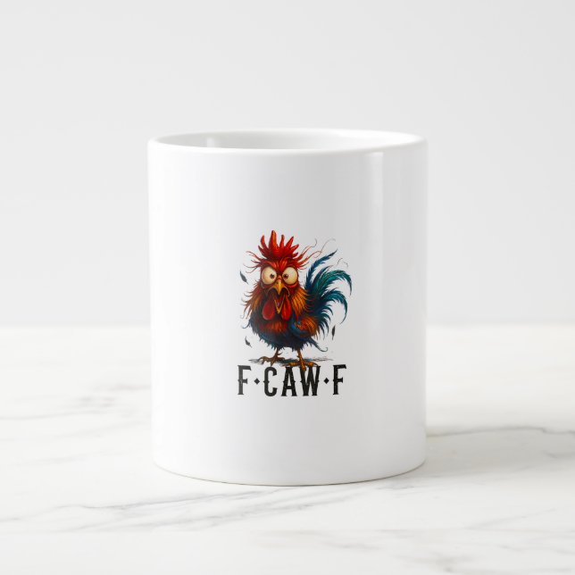 F-Caw-F Chicken Rooster Funny Meme Jumbo Mugg (Framsidan)