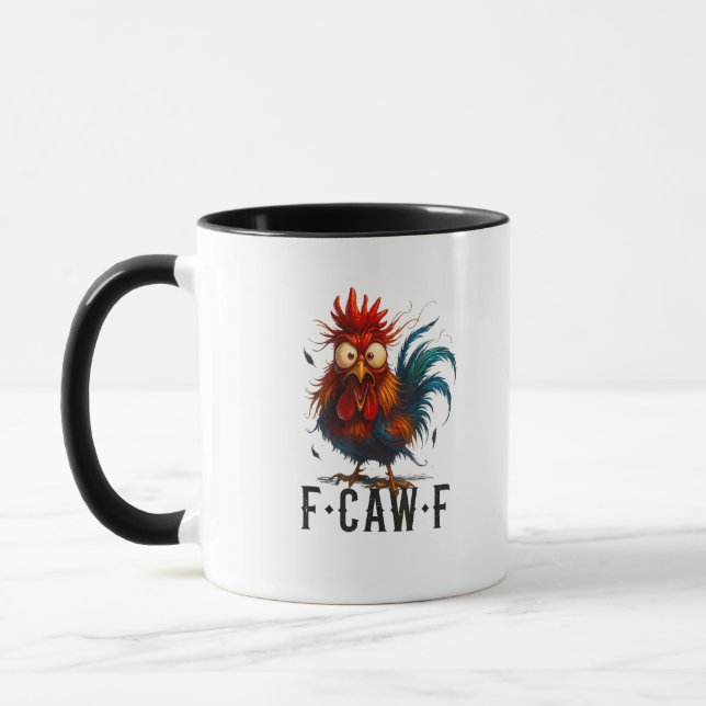 F-Caw-F Chicken Rooster Funny Meme Mugg (Vänster)