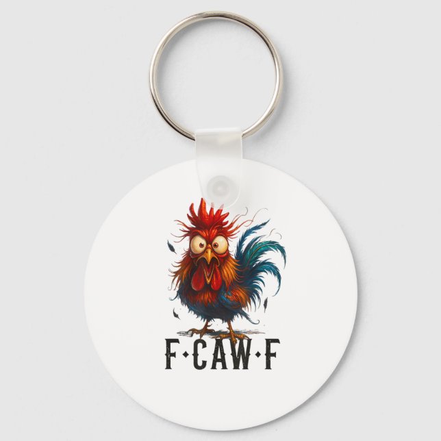 F-Caw-F Chicken Rooster Funny Meme Nyckelring (Framsida)