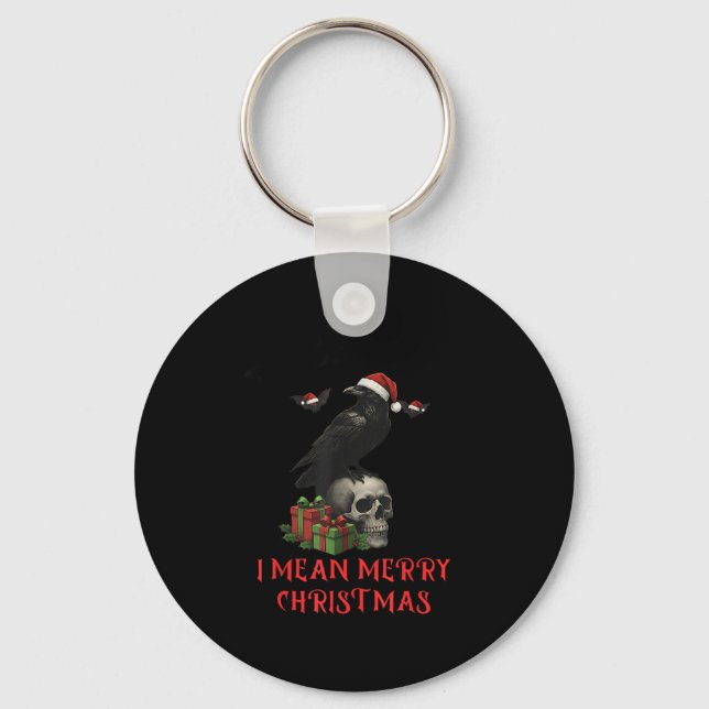 F-caw-f Christmas Crow Funny Goth Christmas Skull  Nyckelring (Framsida)