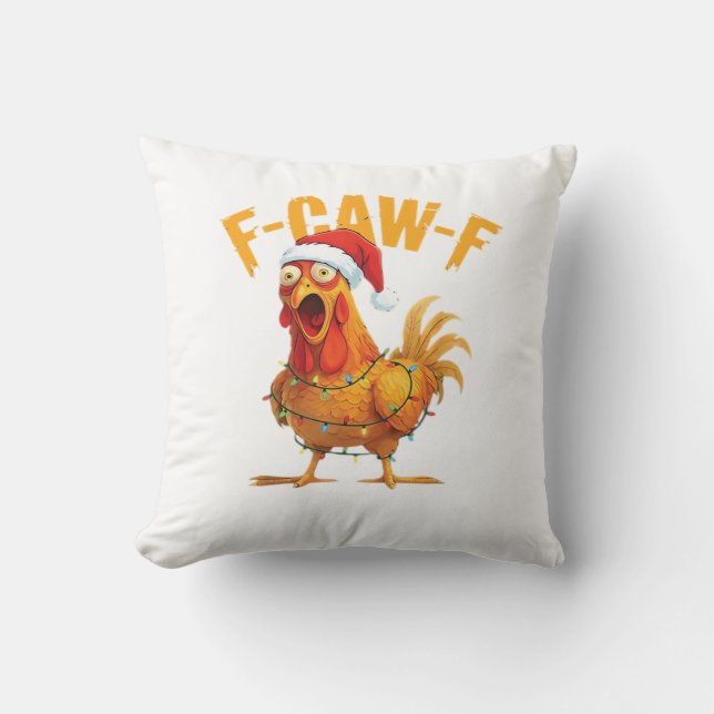 F-Caw-F Christmas Funny Chicken Christmas Essentia Kudde (Framsida)