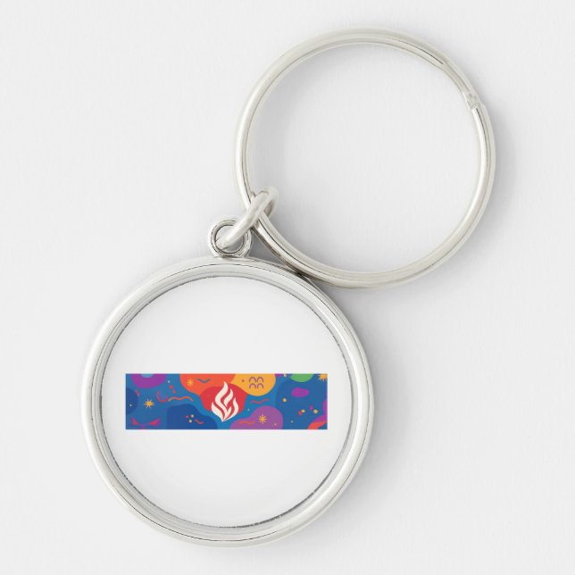 F-Caw-F Classic Cool Unique Rund Silverfärgad Nyckelring (Framsidan)