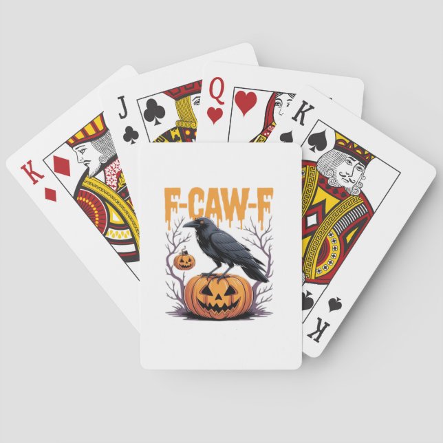 F-Caw-F Classic Halloween Raven Pumpkin Tee - Spoo Casinokort (Baksidan)