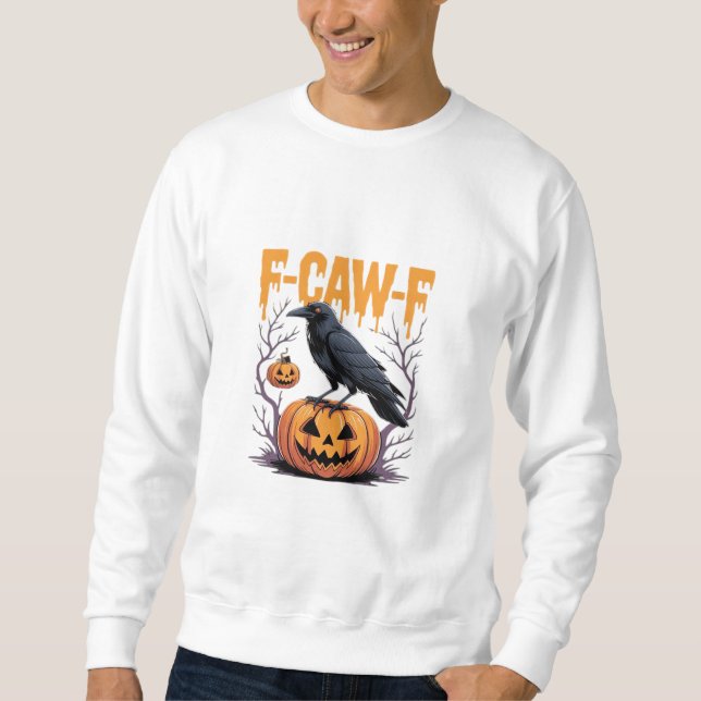 F-Caw-F Classic Halloween Raven Pumpkin Tee - Spoo Lång Ärmad Tröja (Framsida)