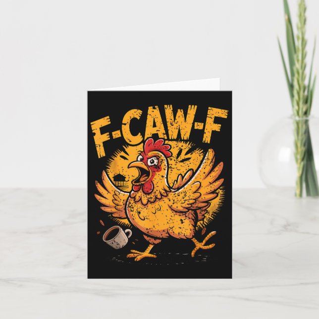 F Caw F Coffee Chicken F Kawf Rooster Funny Bird F Kort (Framsida)