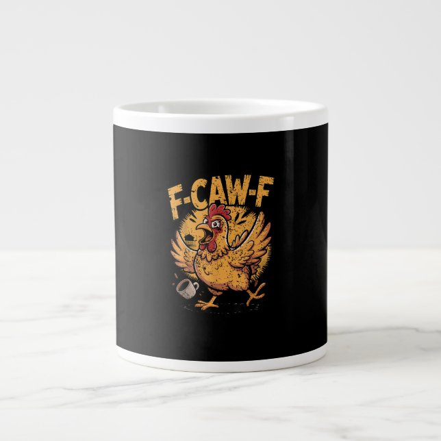 F-Caw-F Coffee Chicken Rooster Funny Bird F-Caw-F Jumbo Mugg (Framsidan)