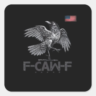F-Caw-F Cow Funny Bird USA Vintage Flag Funny Humo Fyrkantigt Klistermärke
