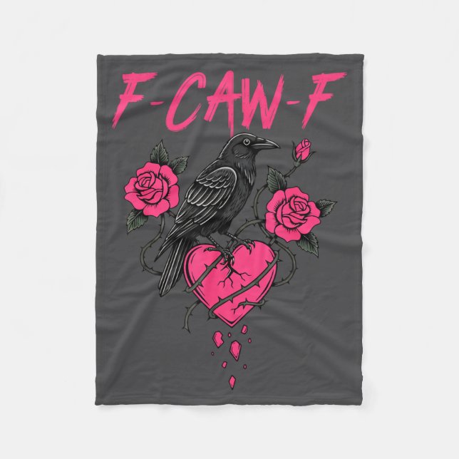 F Caw F Crow Anti Valentine's Day Dark Gothic Brok Fleecefilt (Framsidan)