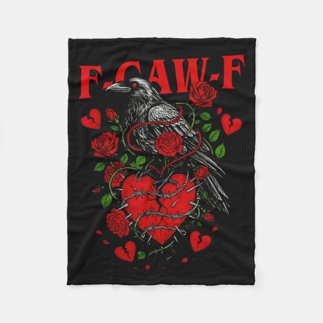 F Caw F Crow Anti Valentine's Day Dark Gothic Brok Fleecefilt (Framsidan)