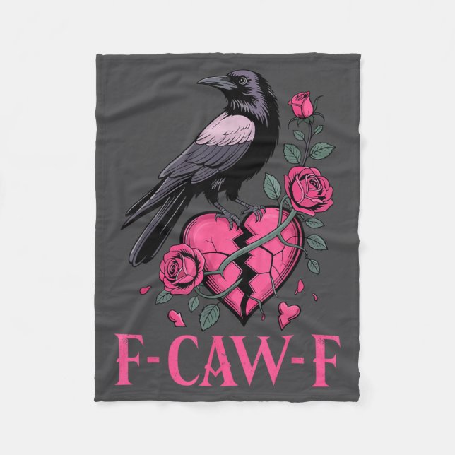 F Caw F Crow Anti Valentine's Day Dark Gothic Brok Fleecefilt (Framsidan)