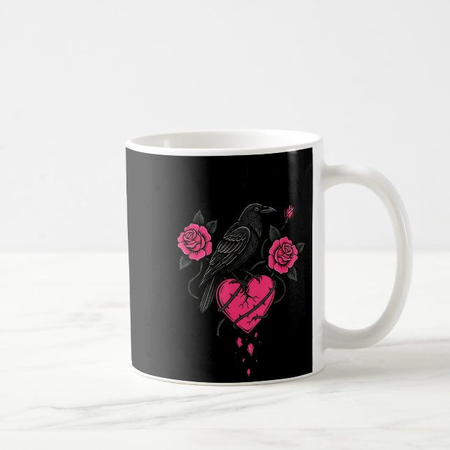 F Caw F Crow Anti Valentine's Day Dark Gothic Brok Kaffemugg (Höger)