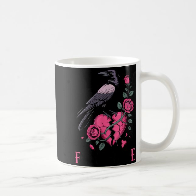 F Caw F Crow Anti Valentine's Day Dark Gothic Brok Kaffemugg (Höger)