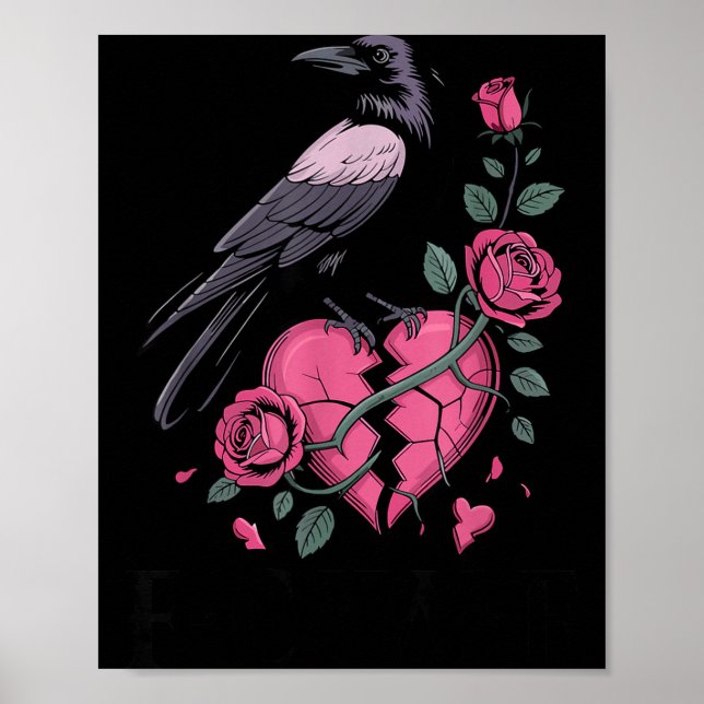 F Caw F Crow Anti Valentine's Day Dark Gothic Brok Poster (Framsidan)