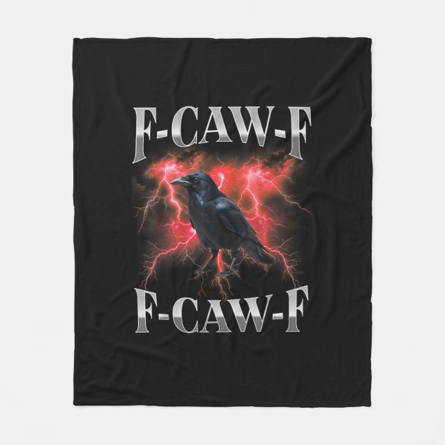 F-Caw-F Crow Bird Raven Gothic Meme Fleecefilt (Framsidan)