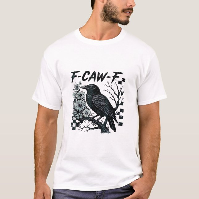 F-Caw-F Crow Bird Retro Classic T Shirt (Framsida)