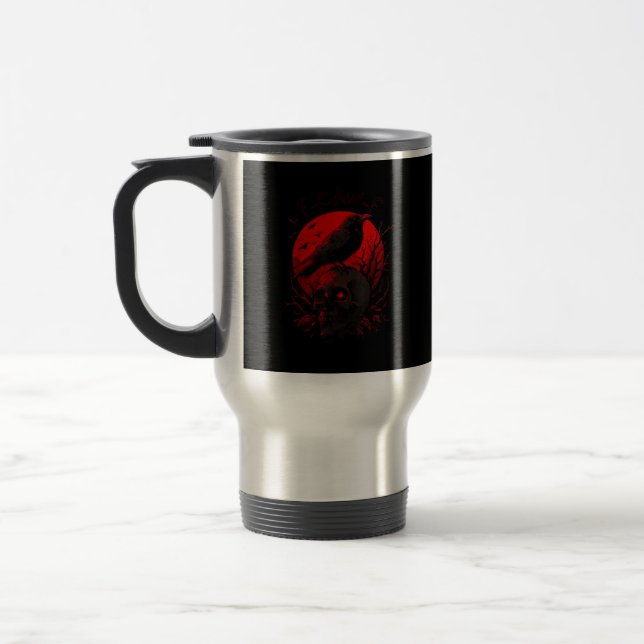 F-Caw-F Crow Funny Bird Red Moon Gothic Resemugg (Vänster)