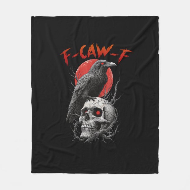 F-Caw-F Crow Funny F-Caw-F Aesthetic Design Fleecefilt (Framsidan)