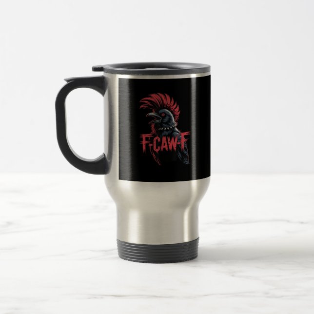 F-Caw-F Crow Funny Gothic Moon Bird Halloween Retr Resemugg (Vänster)