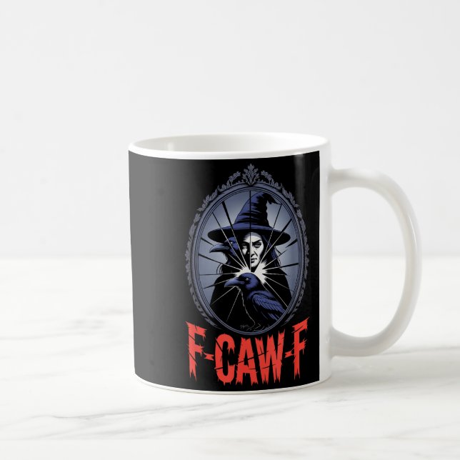 F-caw-f Crow Funny Gothic Moon Black Bird Hallowee Kaffemugg (Höger)