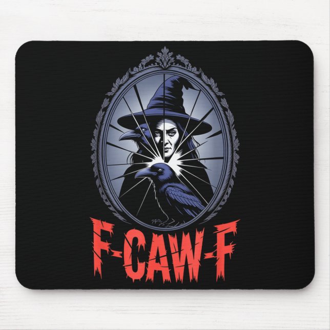 F-caw-f Crow Funny Gothic Moon Black Bird Hallowee Musmatta (Framsidan)