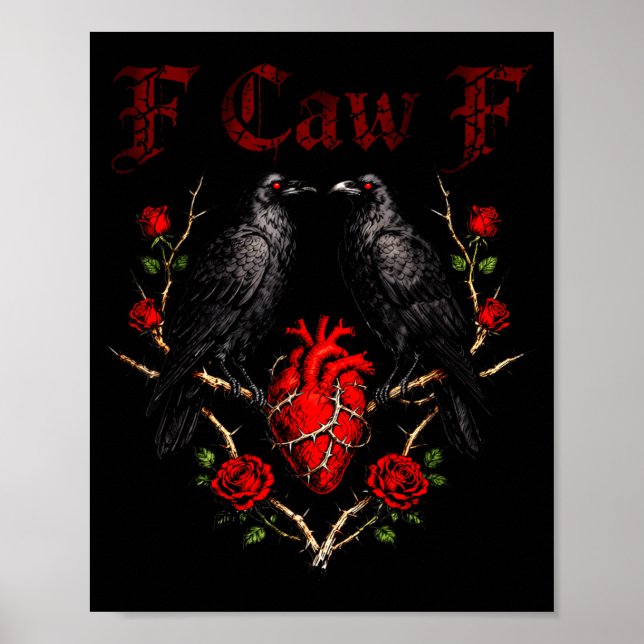 F Caw F Crow Heart Funny Anti Valentine Day Single Poster (Framsidan)