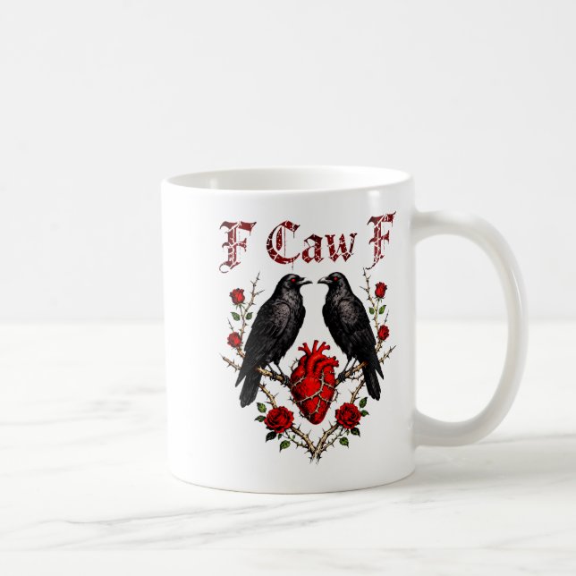 F Caw F Crow Heart Roligt Anti Valentines Day Sing Kaffemugg (Höger)