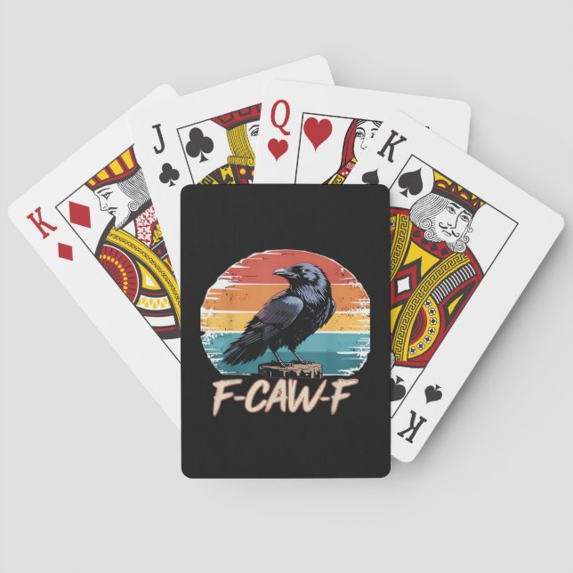 F-Caw-F Crow Humor Funny Gothic Retro Classic Casinokort (Baksidan)