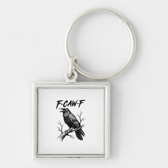 F Caw F Crow Lover Raven Meme Classic Style Fyrkantig Silverfärgad Nyckelring (Framsidan)