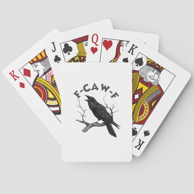 F-Caw-F Crow Pun Funny Bird Cawing Grunge Hallowee Casinokort (Baksidan)