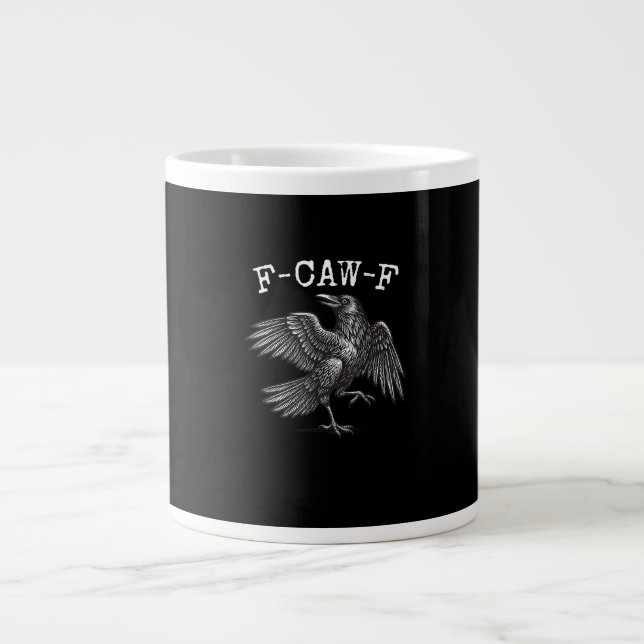 F-Caw-F Crow Pun Funny Bird Cawing Grunge Jumbo Mugg (Framsidan)