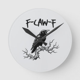 f-caw-f crow raven pun rund klocka