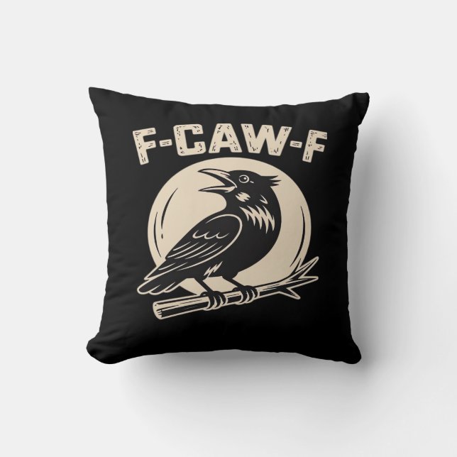 F-Caw-F Crow Raven Vintage Style Kudde (Framsida)