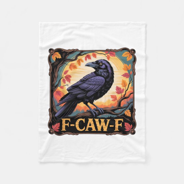 F-caw-f Crow Spooky Halloween Fall Leaves Thanksgi Fleecefilt (Framsidan)
