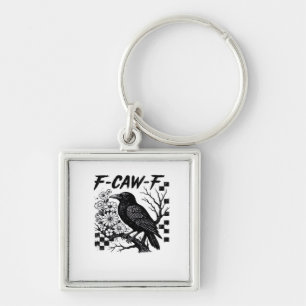 F Caw F Essential Rolig Trendig Stil Fyrkantig Silverfärgad Nyckelring