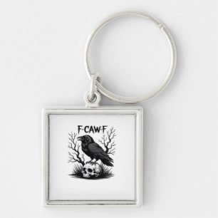 F Caw F Essential Vintage Cool Se Fyrkantig Silverfärgad Nyckelring