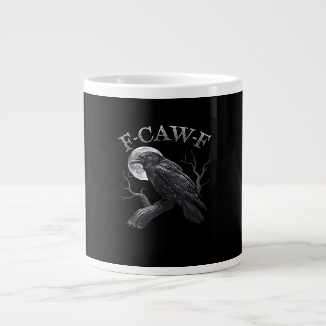 F-Caw-F Fågel Mån Gotisk Klassisk Cool Design Jumbo Mugg (Framsidan)